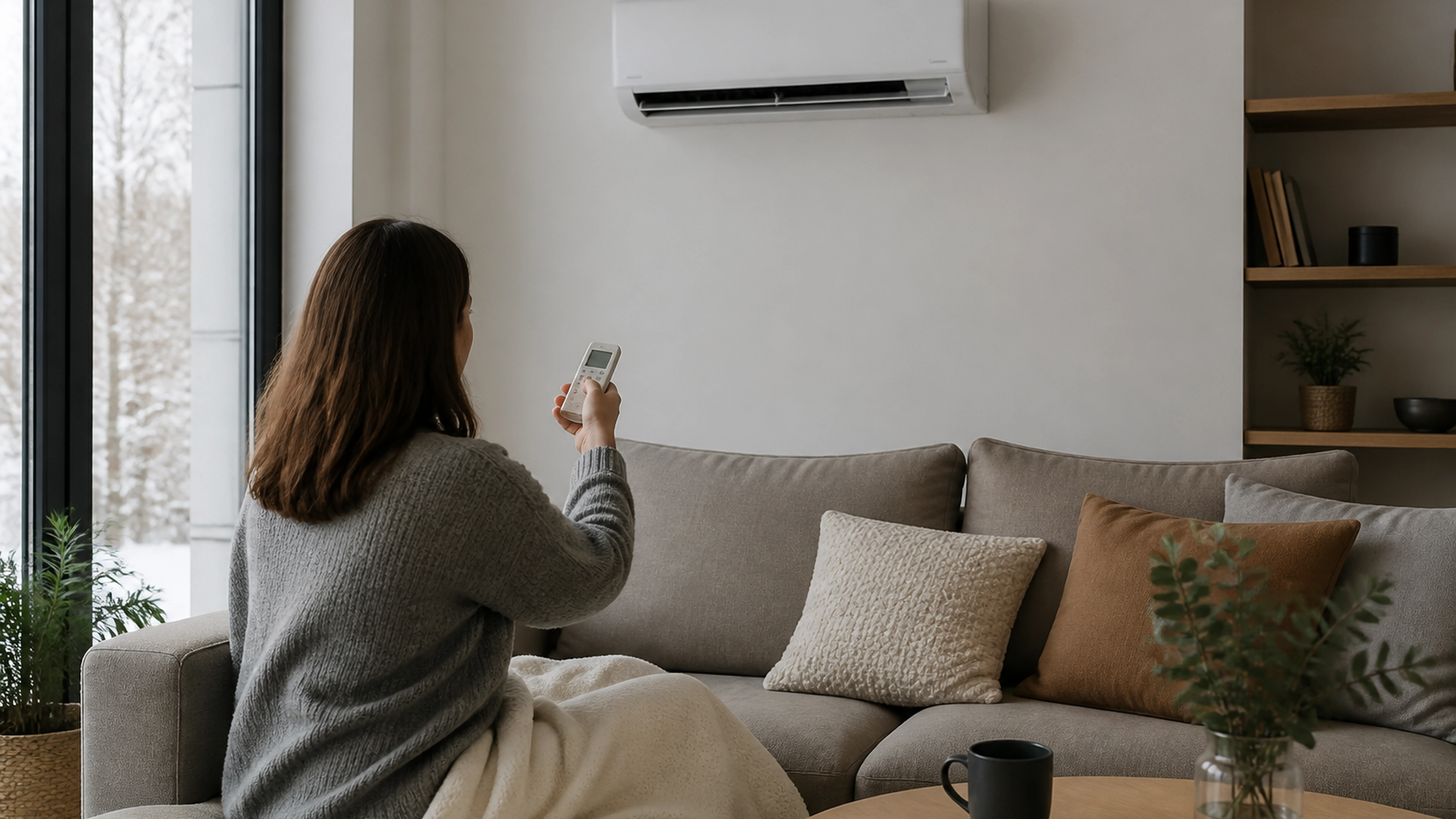 Illustration éditoriale pour l’article « Consommation du chauffage par clim réversible : le guide »