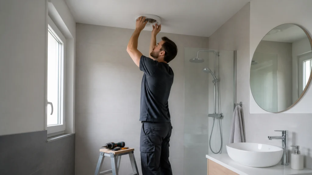Illustration éditoriale pour l’article « Prix pour l'installation d'une VMC dans votre salle de bain »