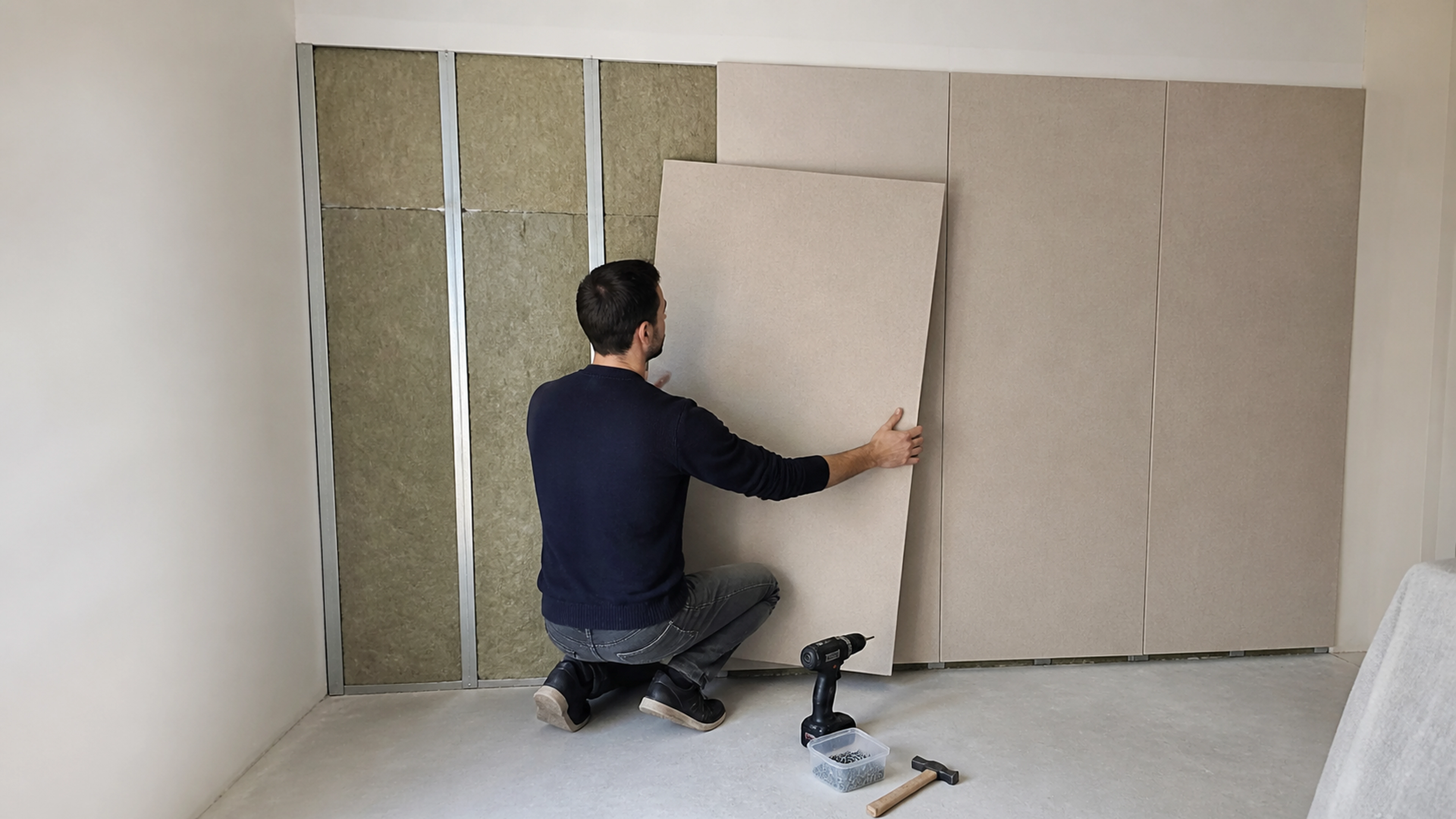 Illustration éditoriale pour l’article « Comment isoler phoniquement un mur mitoyen efficacement »